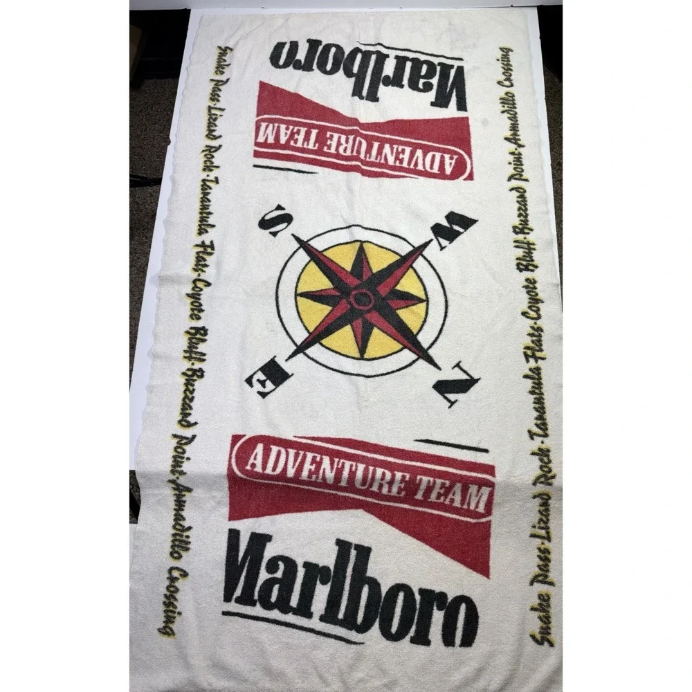 Vintage Marlboro Adventure Team Beach Towel Compass Logo Racing Promo